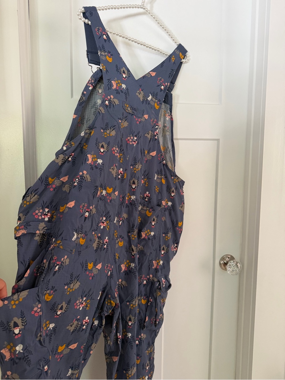 Duluth Trading Co Floral and chicken Navy Overalls - Picture 6 of 11